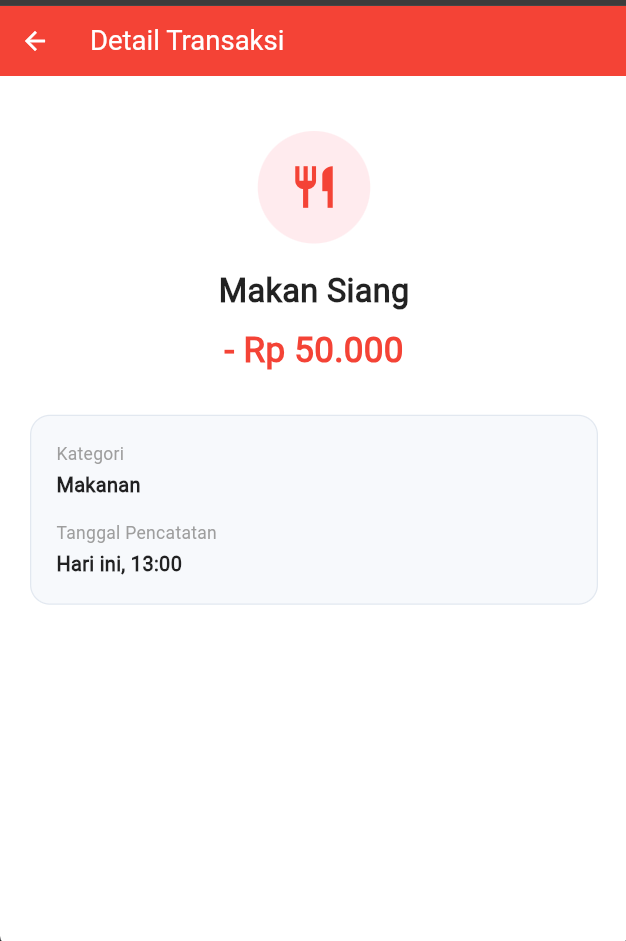 Output halaman Detail Transaksi